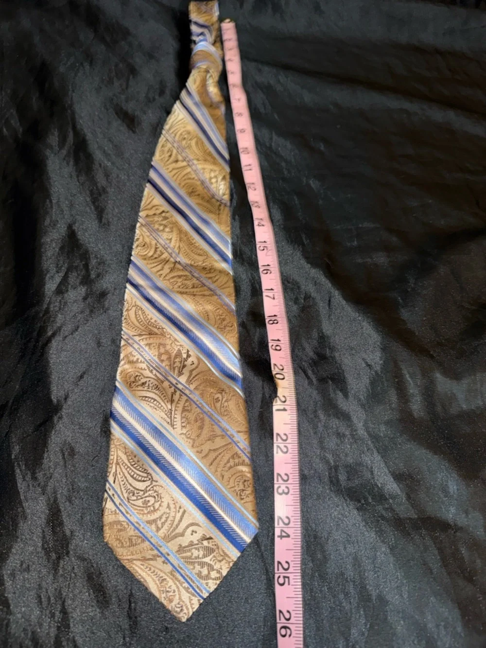 Pronto Uomo 100% Silk Brown Blue Paisley Stripe Necktie Mens Classic Tie